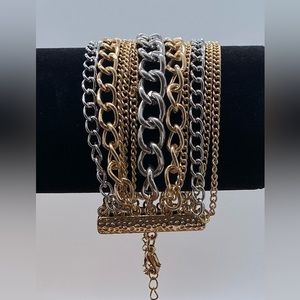 Vintage Gold & Silver Plated Multi-Strand Link Bracelet
